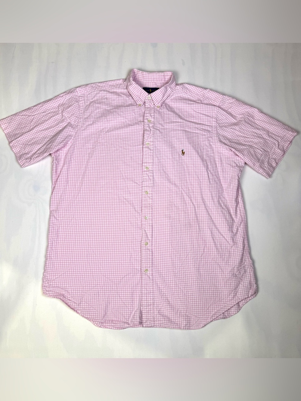 Ralph Lauren Pink Gingham Check Button Down Shirt XLT Tall Big & Tall Preppy